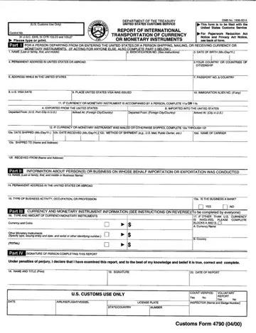 Customs Form 4790 Preview