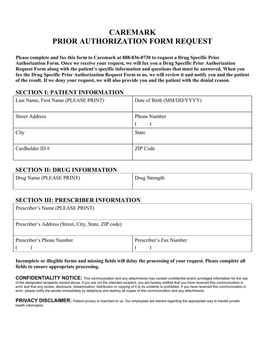 Cvs Prior Auth Form first page preview