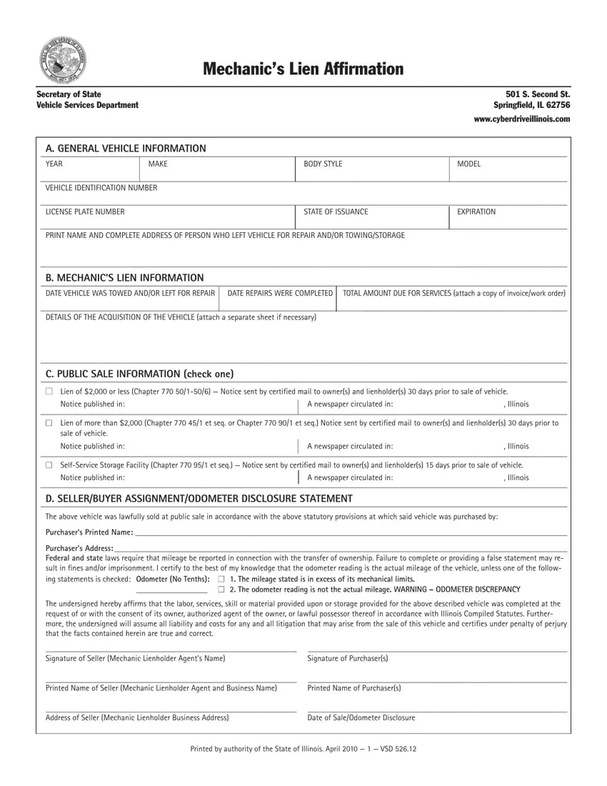 Cyberdrive Illinois Mechanics Lien Form first page preview