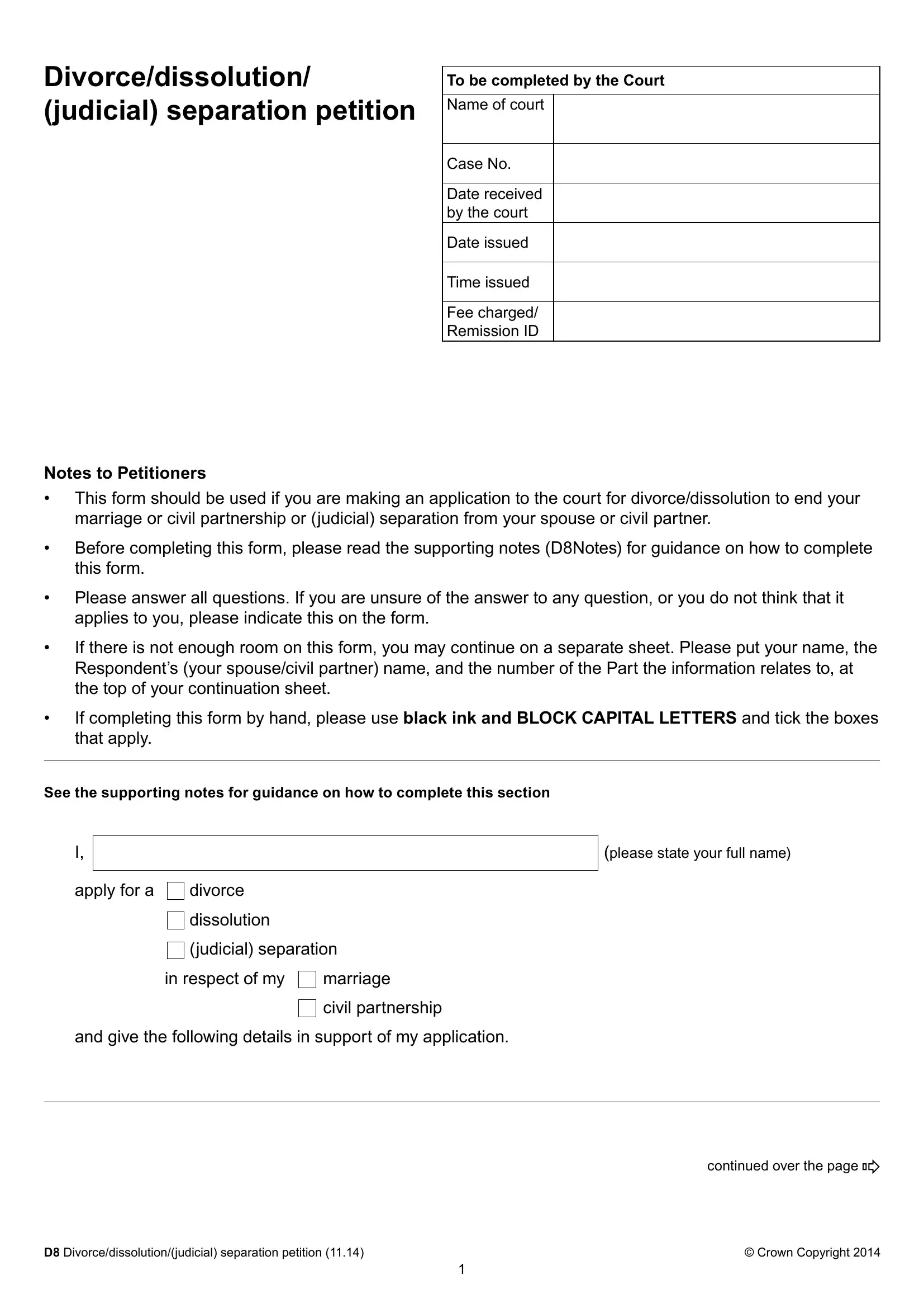 divorce papers template