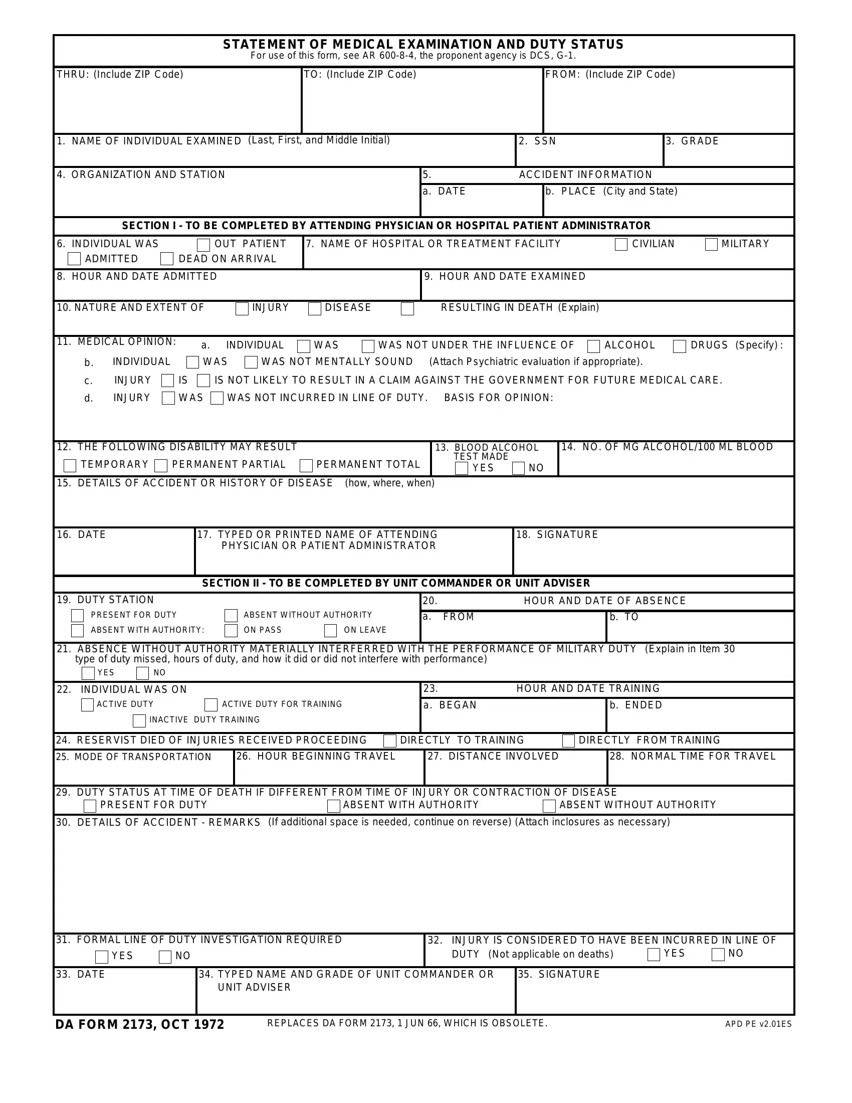 Da 2173 Form ≡ Fill Out Printable PDF Forms Online