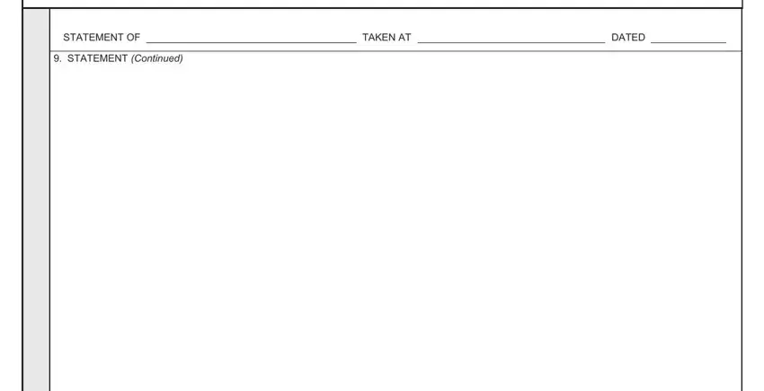 2823 pdf download STATEMENT OF, STATEMENT Continued, TAKEN AT, and DATED fields to fill out