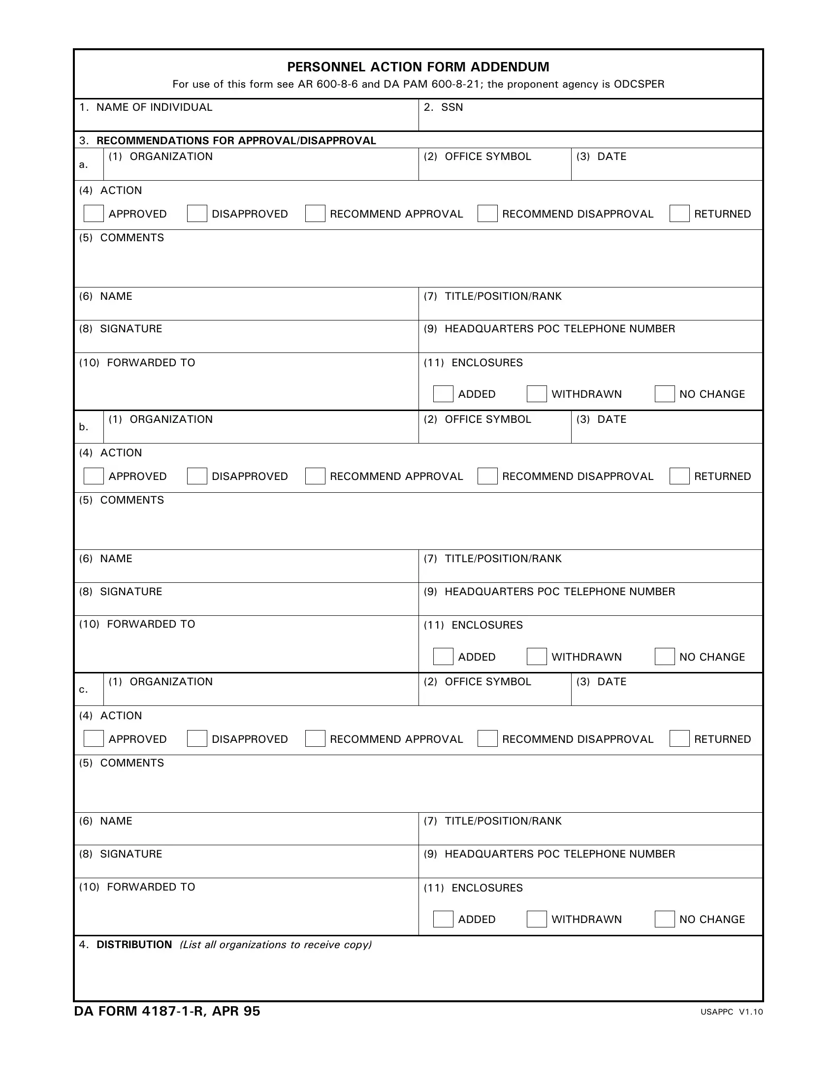 Da 4187 1 R Form ≡ Fill Out Printable PDF Forms Online