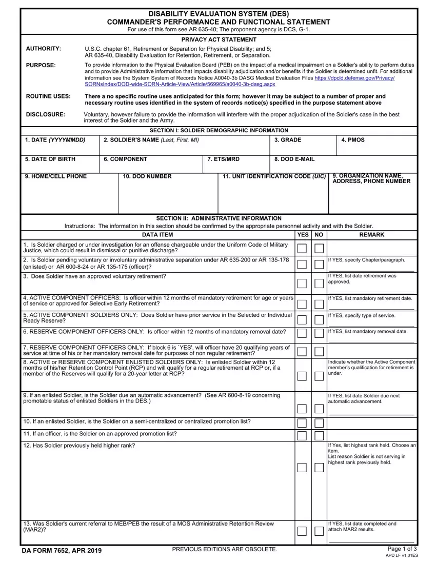Da 7652 Form ≡ Fill Out Printable PDF Forms Online