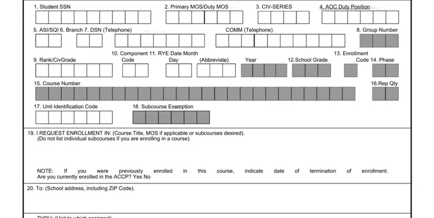 Da Form 145 fields to fill in