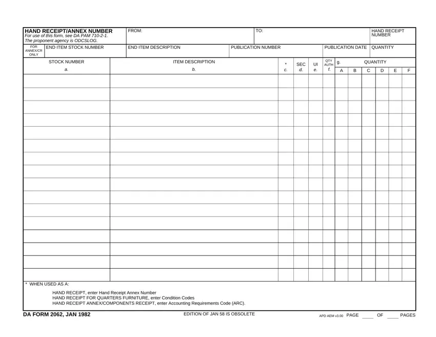 DA Form 2062 (Hand Receipt) ≡ Fill Out Printable PDF Forms Online