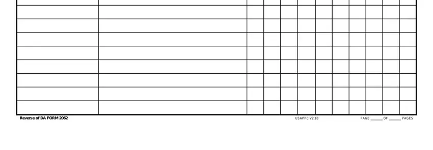 da 2062 pdf apd Reverse of DA FORM, USAPPC V, PAGE, and PAGES fields to complete