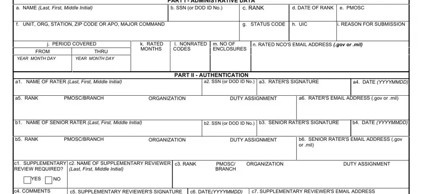 part 1 to filling in da form 2166 9 1a fillable pdf