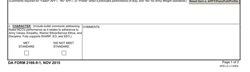 step 3 to filling out da form 2166 9 1a fillable pdf