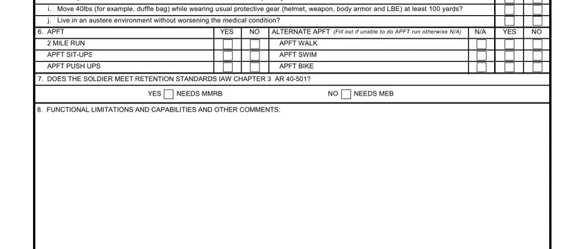 Entering details in army profile form part 2