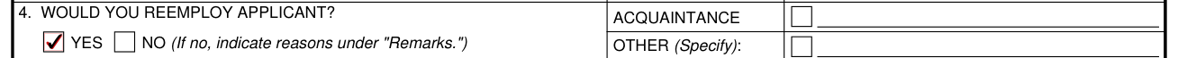 DA Form 3439 example filled out, would you reemploy applicant