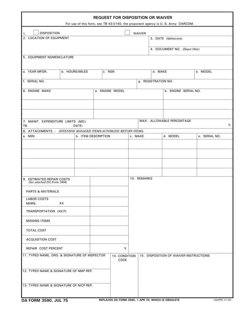 Da Form 3590 first page preview
