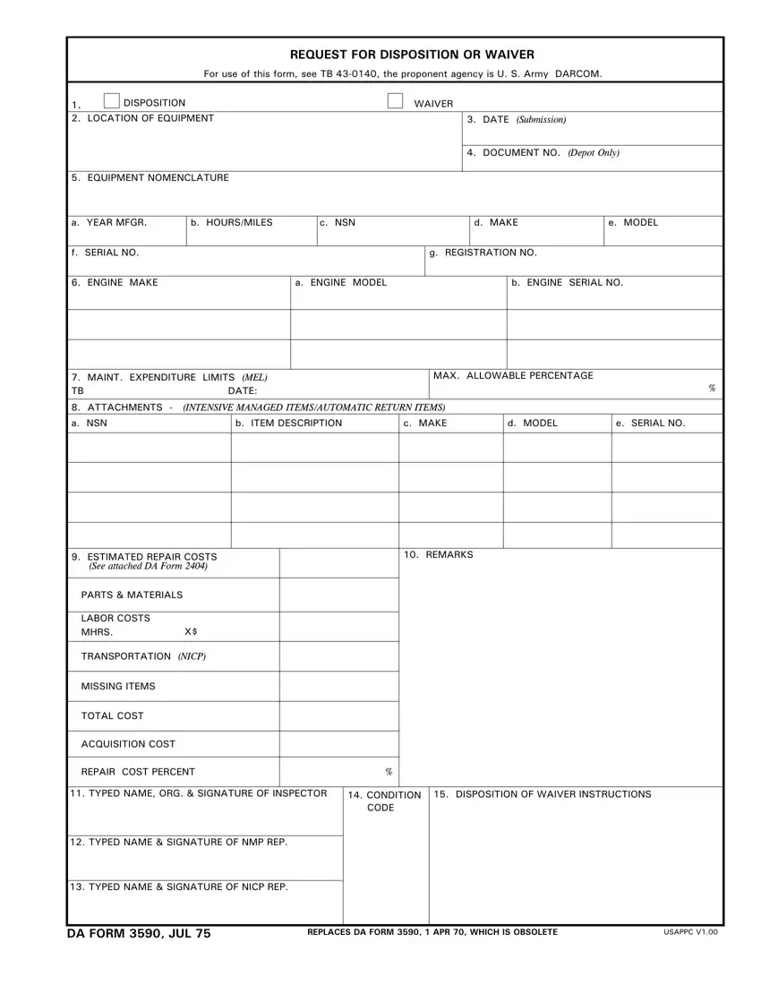 Da Form 3590 ≡ Fill Out Printable PDF Forms Online