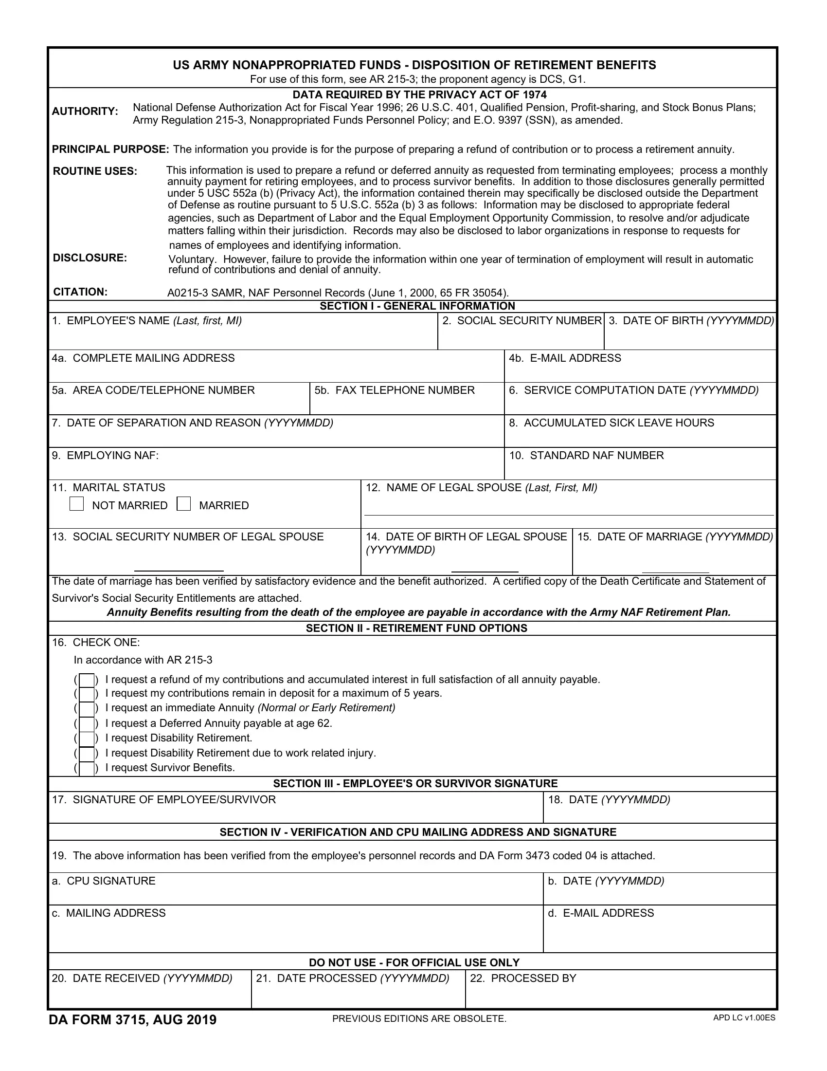 Da Form 3715 ≡ Fill Out Printable PDF Forms Online