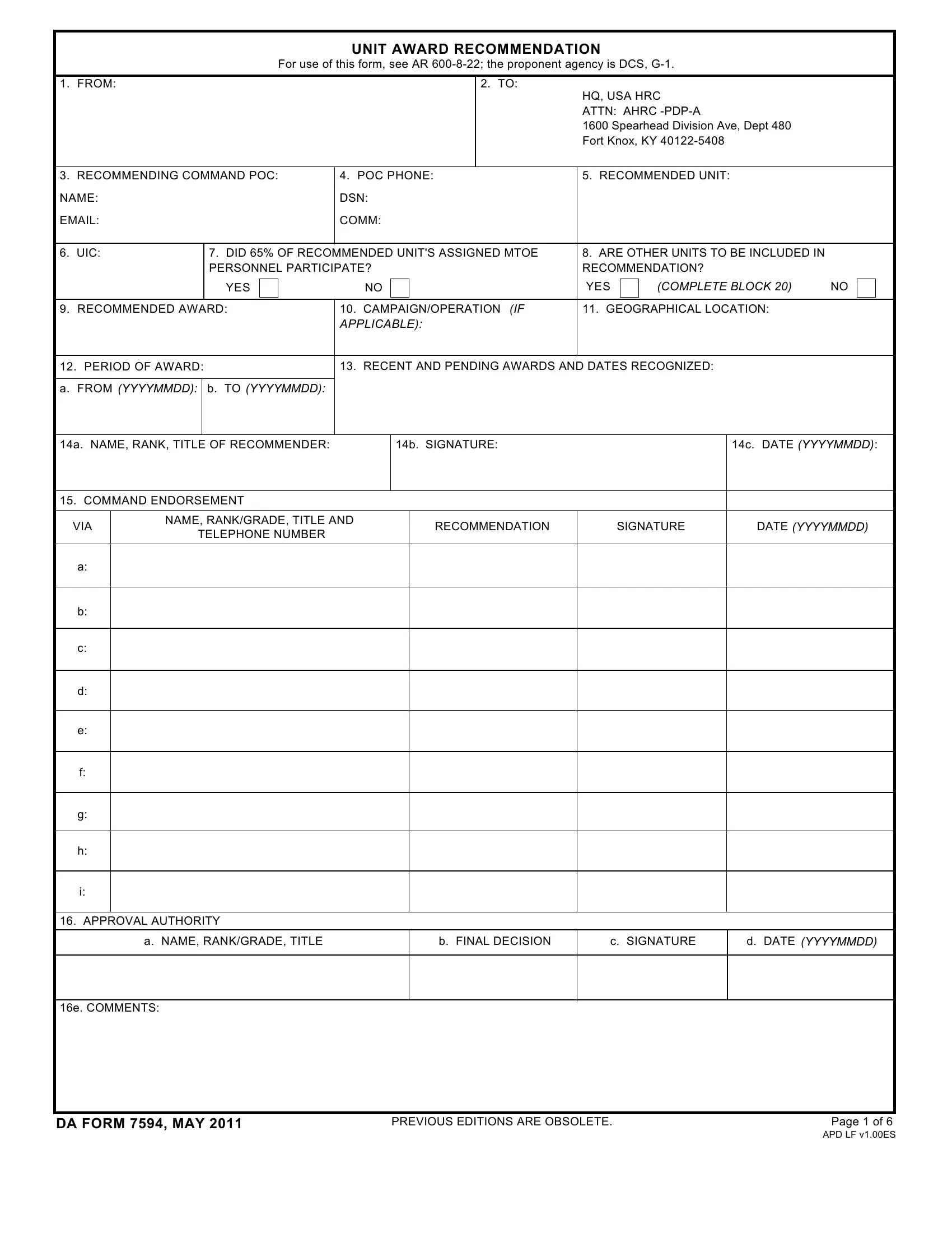 Da Form 7594 ≡ Fill Out Printable PDF Forms Online