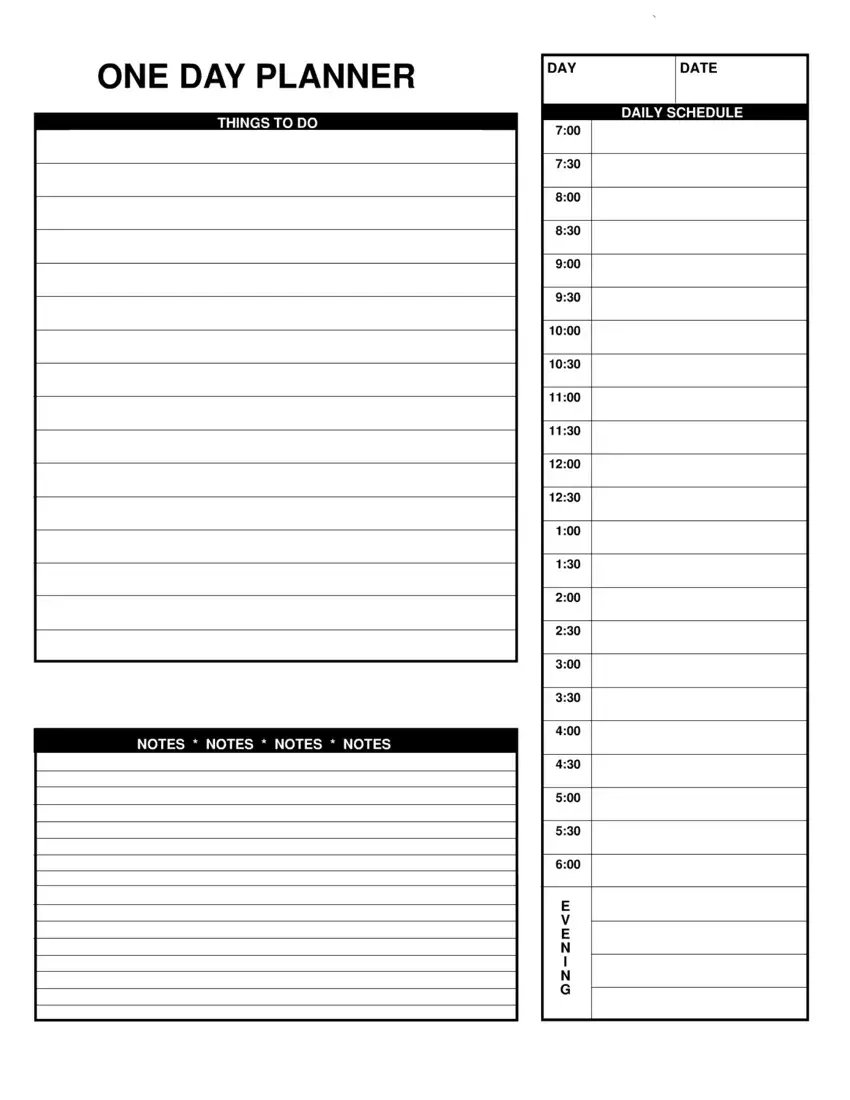 Daily Planner Form first page preview