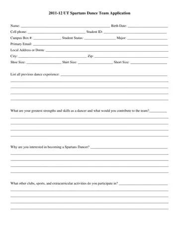 Dance Application Form Preview