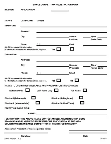 Dance Competition Registration Form Preview