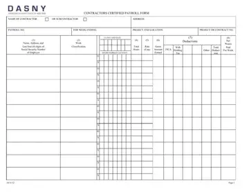 Dasny Certified Payroll Form Preview