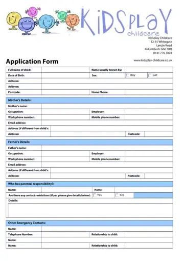 Daycare Registration Form Preview