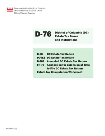 Dc Estate Tax Return Form D 76 Preview
