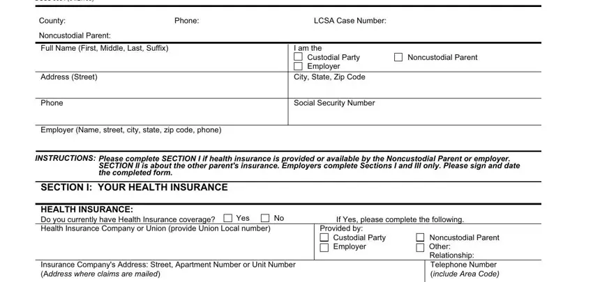 dcss health insurance information form empty spaces to fill out
