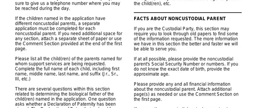 completing for simplified application child support step 1