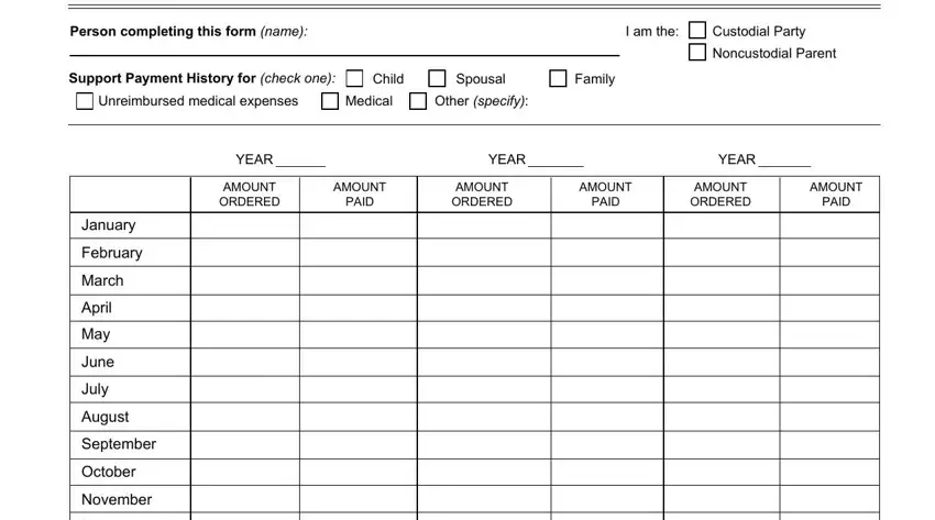 Finishing declaration of support payment history stage 2