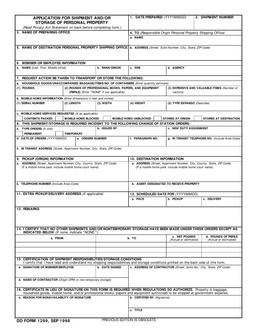 Dd 1299 Form first page preview