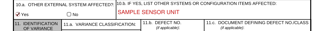 Form DD 1694 example filled out, box 10, other external systems