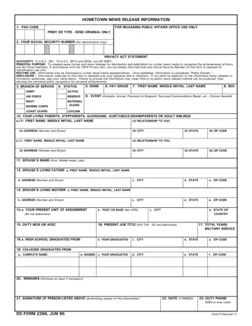 Dd 2266 Form Preview