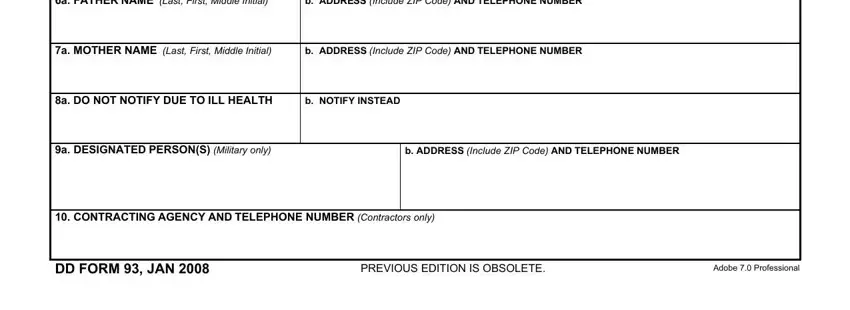 Entering details in dd93 army fillable part 2