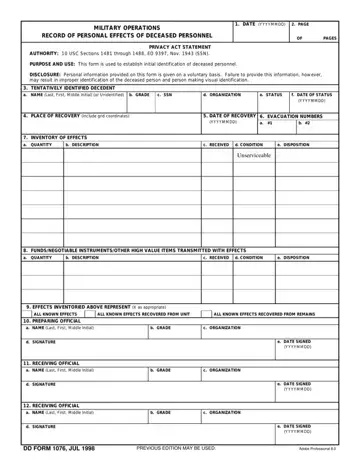 Dd Form 1076 Preview