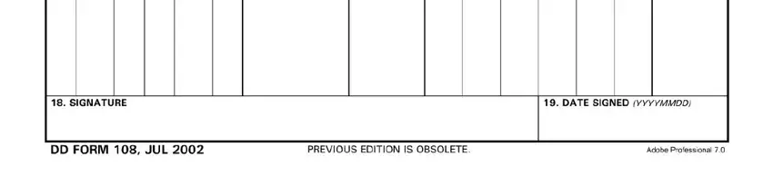 dd form 108 retirement application  fields to insert