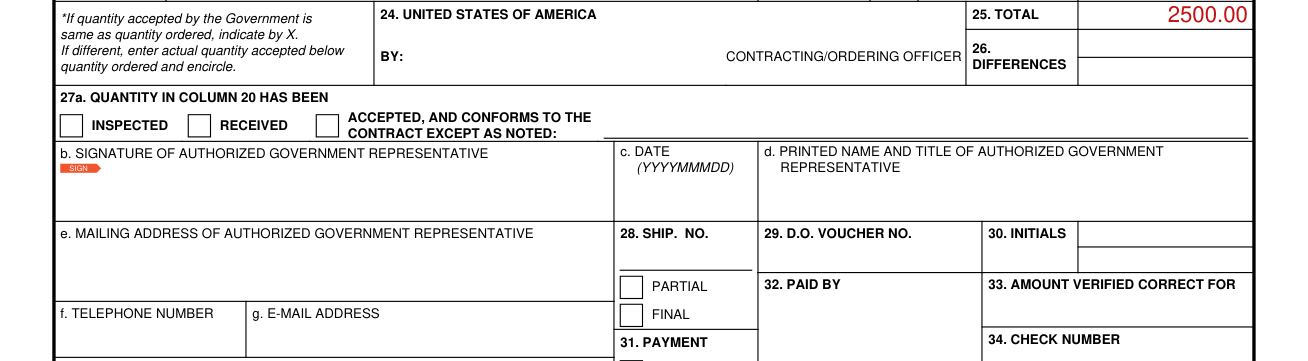 DD Form 1155 example filled out, government representative