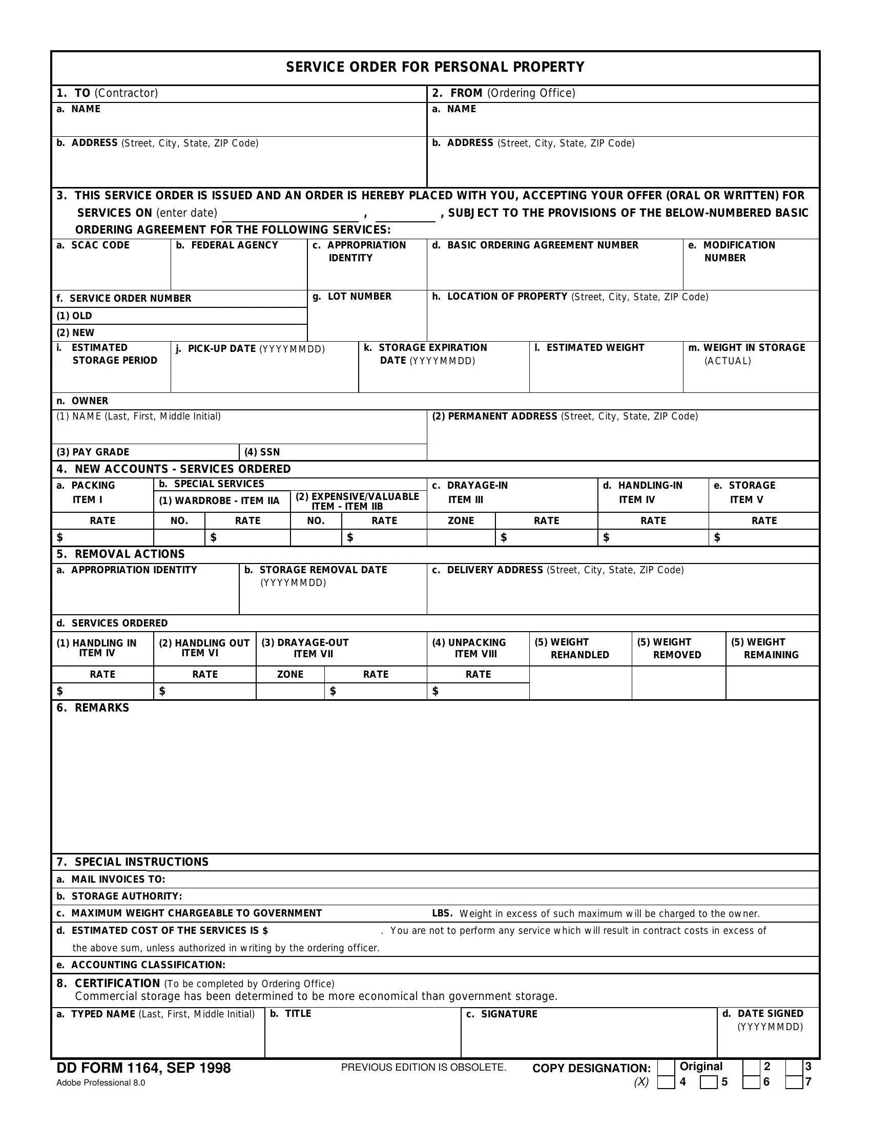 Dd Form 1164 Fill Out Printable PDF Forms Online