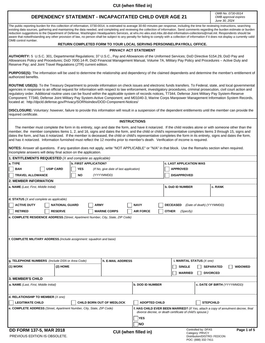Dd Form 137 5 first page preview