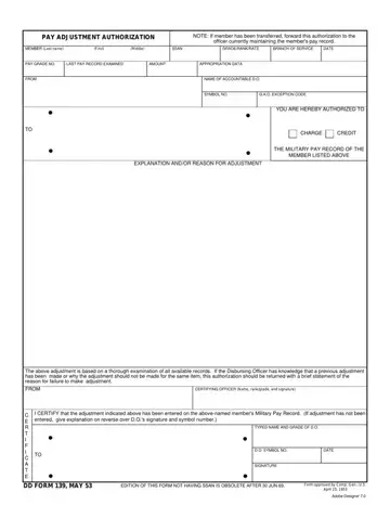 Dd Form 139 Preview