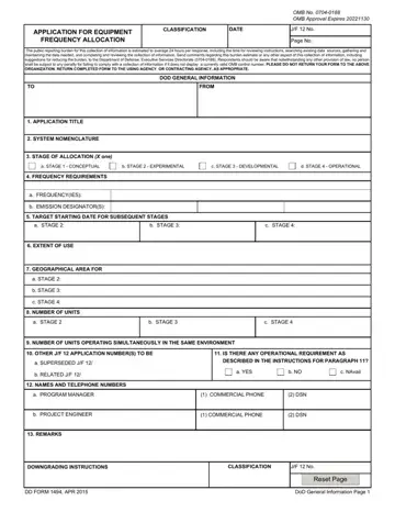 Dd Form 1494 Preview