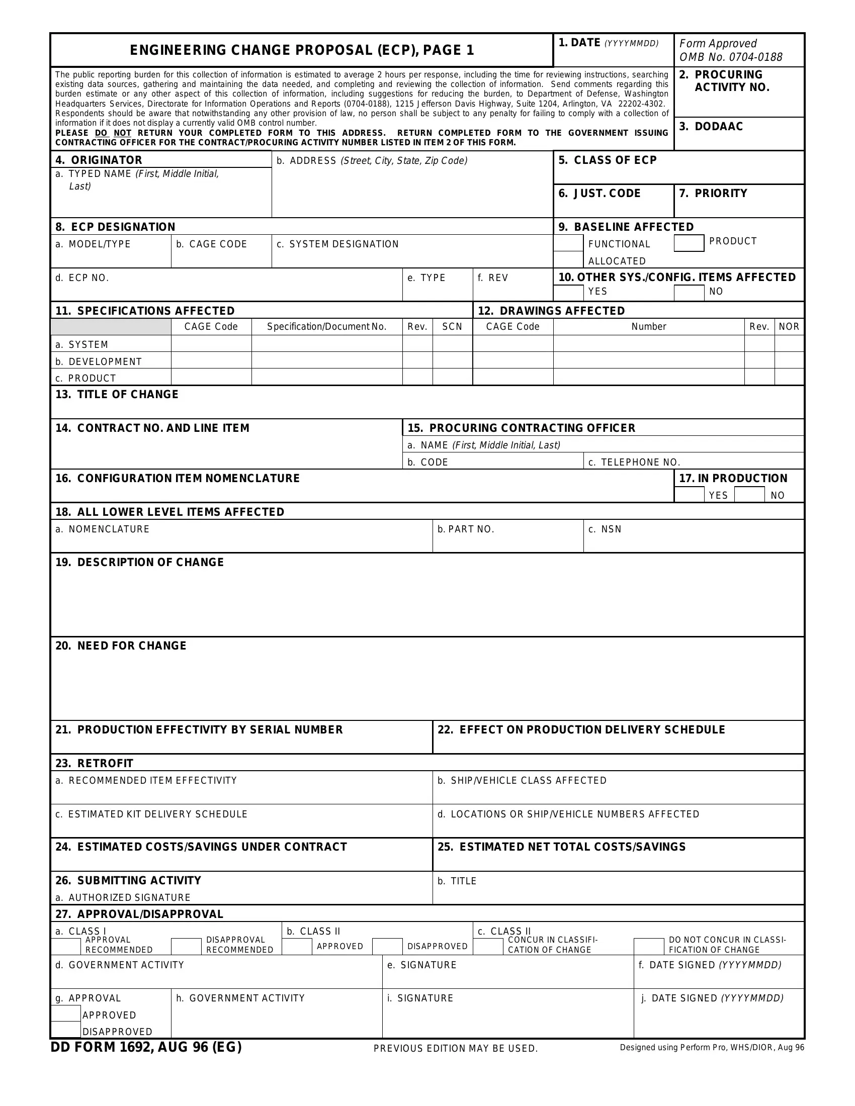 Dd Form 1692 Fill Out Printable PDF Forms Online