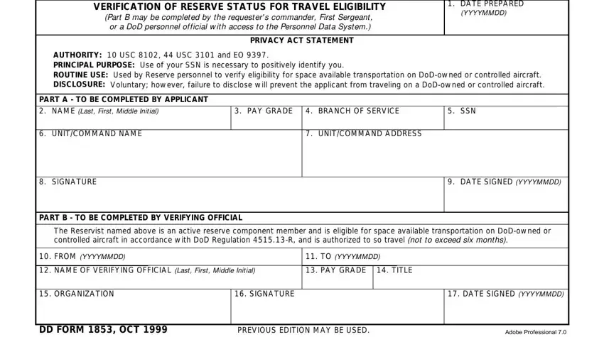 portion of empty spaces in official form reserve