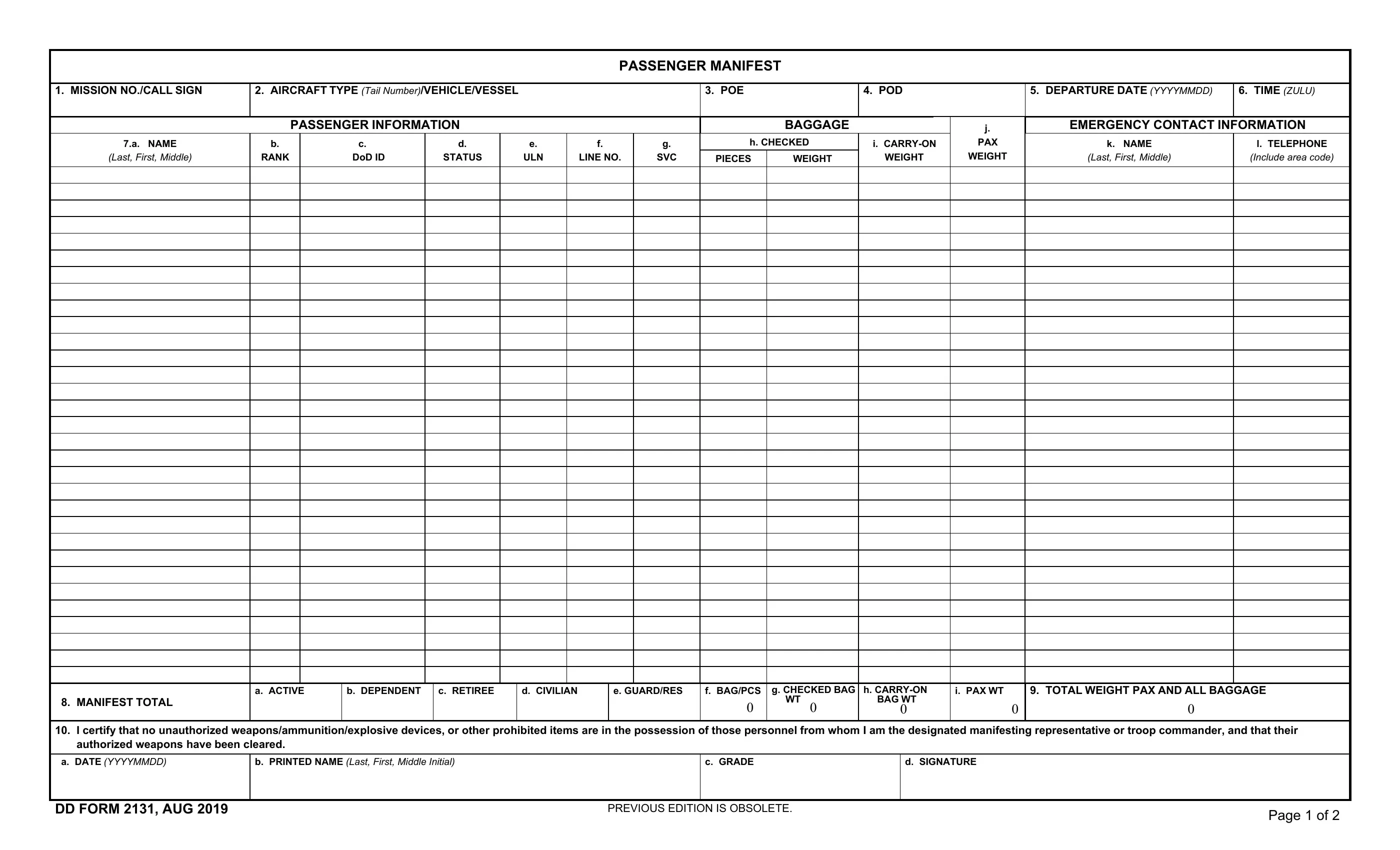 Dd Form 2131 Fill Out Printable PDF Forms Online