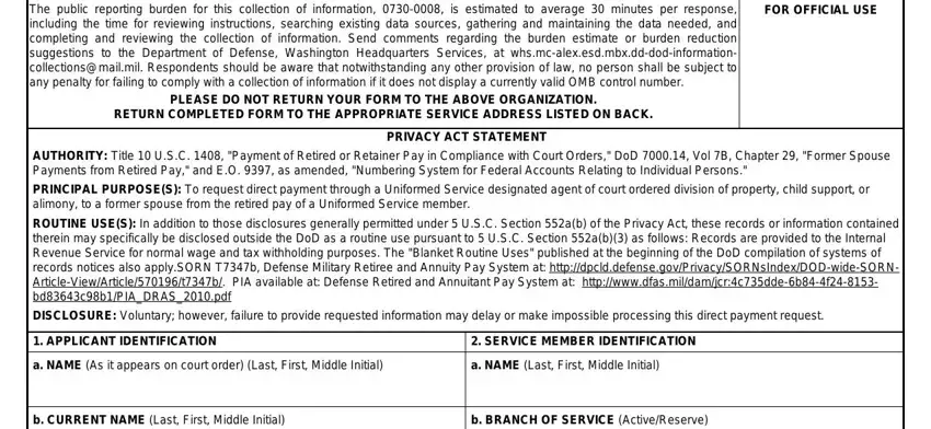 filling out form 2293 part 1
