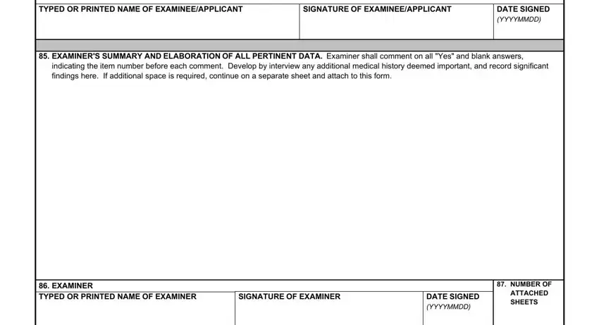 Entering details in dodmerb physical exam form 2020 stage 4