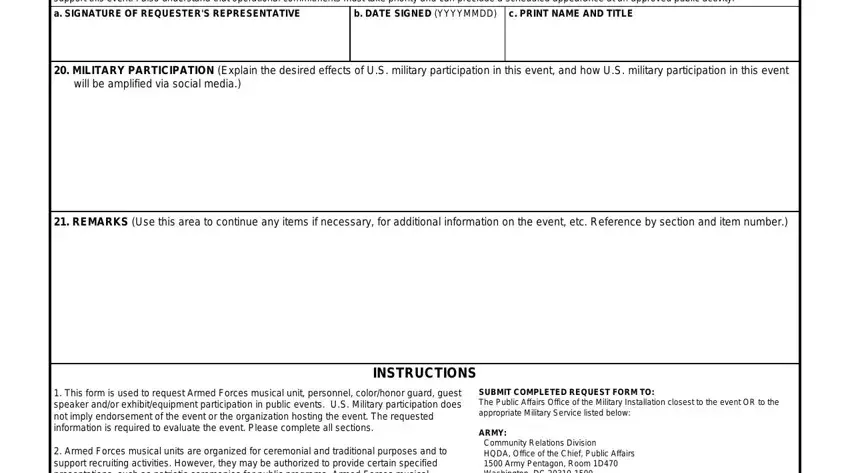 Filling in military form forces step 3