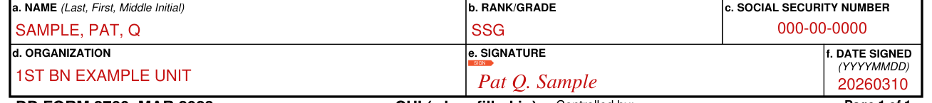 DD Form 2760 example filled out, certification