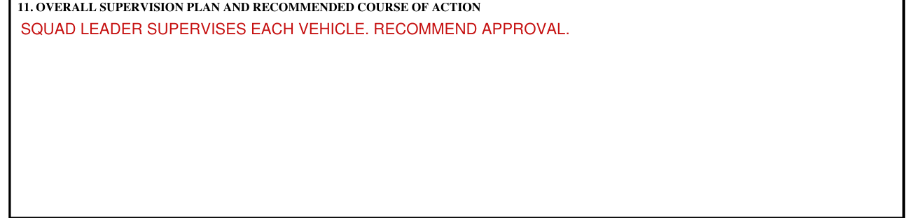 DD Form 2977 example filled out, overall Supervision Plan and Recommended Course of Action