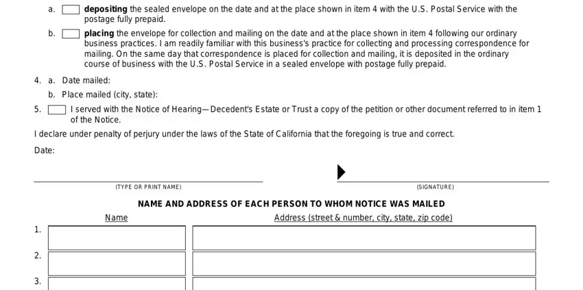 step 5 to filling out notice of hearing sample california