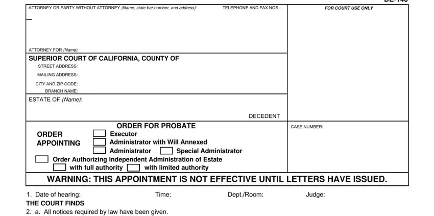 order for probate empty fields to fill out