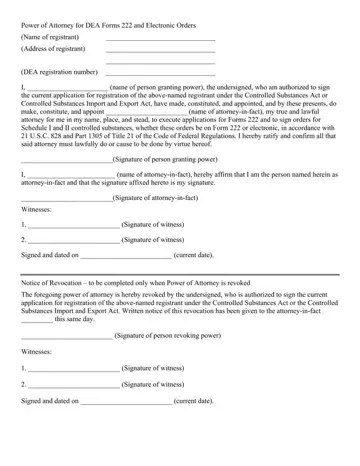 POA for DEA 222 Forms Preview